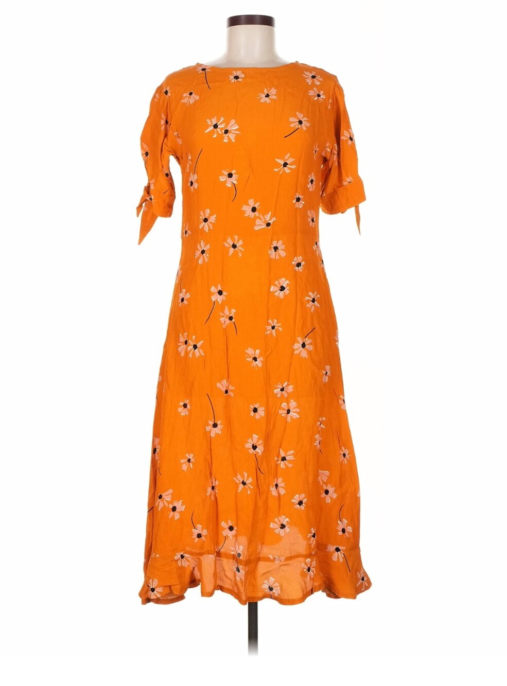 Faithfull the Brand Emilia Floral Midi Dress Orange Size 6